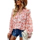 thumbnail image 5 of Camisa Suave, Estampado Floral Escote En V Mujer Blusa Transpirable Encaje Empalmado Para Fiesta Para Trabajo ANGGREK No, 5 of 7