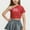 Red, variant on BRGZLK Kids Summer Cute Tops ,Children's Performance Costume Sequin Sloping Shoulder T-Shirt With Exposed Waist and Navel Elastic Top Black 3-4 Years