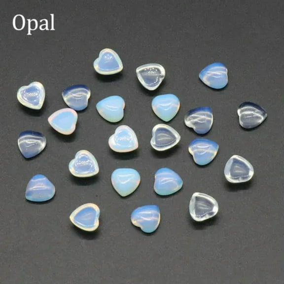 10mm Natural Mixed Gemstone Heart Cabochon CAB Flatback Reiki Chakra Beads DIY