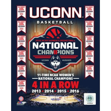 Connecticut Huskies Ncaa Ball University of Connecticut Huskies 2016 NCAA Womens College Basketball National Champions Composite 11-Time and 4 In A Row Champions Photo Print ()