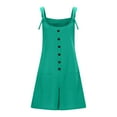 thumbnail image 5 of Htigea Clearance Womens Summer Casual Sleeveless Romper Loose Spaghetti Strap Overalls Shorts Jumpsuit with Pockets 2025 Clothes Green,2XL, 5 of 5