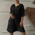 thumbnail image 6 of Atogsazn Womens Oversized Linen 2 Piece Set Plus Size V Neck Short Sleeve Blouse Shorts Outfit Fashion Black XXXXL, 6 of 8