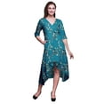 thumbnail image 1 of Bimba Coton Bleu Fleur & Queue d'Épingle Whydah Oiseau Femmes Poche Asymétrique Robe Droite Été Fête Mi-Longue-Petit, 1 of 4