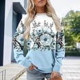 thumbnail image 2 of XIAONU Stylish Women Floral Graphic Sweatshirt Gradient Print Pullover Top Soft Casual Wear Sweatshirts Blue, 2 of 4