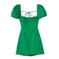 thumbnail image 1 of Kcodviy Robes pour Femmes Col Carré Robes d'Été pour Femmes Décontractées Manches Rétrécies Poitrine Plissée Robes Décontractées pour Femmes Robe Sans Bretelles Style Poupée Robes Mini pour Femmes Robe d'Été Décontractée, 1 of 4