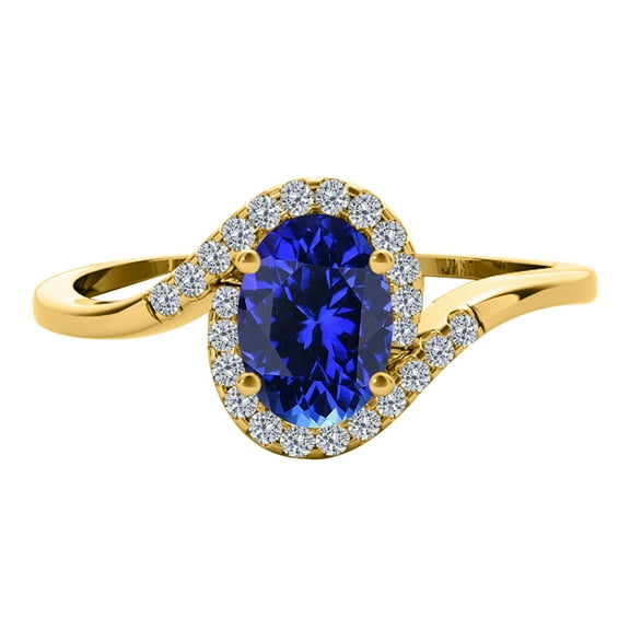 AoneJewelry 10K Rose, White & Yellow Gold 1.00 Carat Tanzanite Diamond Ring