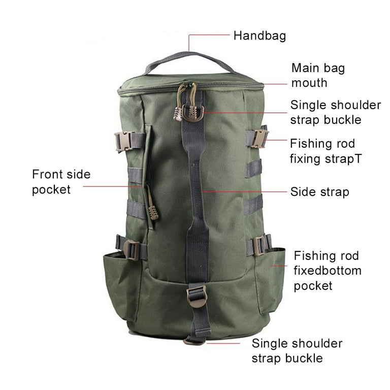 UDIYO Large Capacity Fishing Hiking Tackle Bag Outdoor Fish Tool Carry  Pouch Backpack