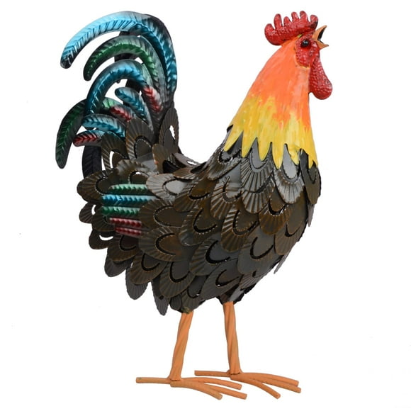 Statues de Coq en Métal, Décorations de Jardin Poulet, Sculptures de Poulet Extérieur, Uvre d'Art Coq en Métal pour Cour Ferme Patio Porche Cuisine Décoration (Marron)