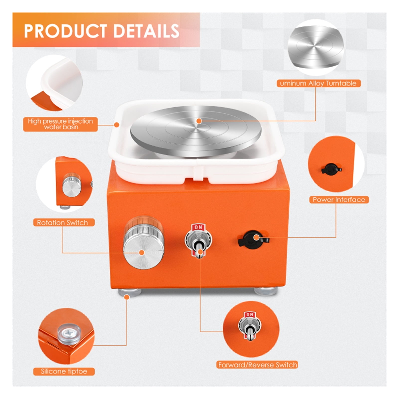 Mini Pottery Wheel Ceramic Wheel Adjustable Speed Clay Machines Electric Sculpting Kits With 2 Turntables Trays Art Craft Work