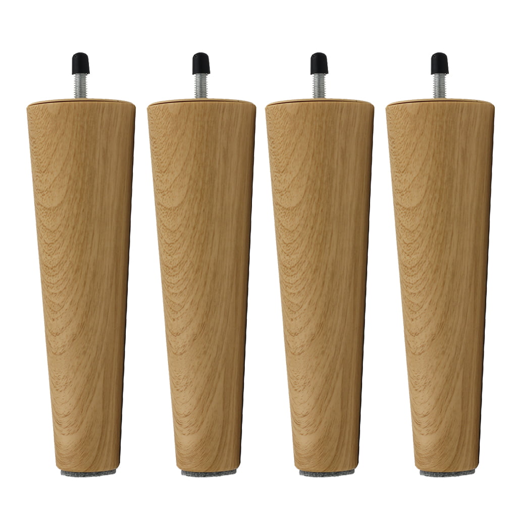4x Solid Wood Round Tapered Chair Table Legs 25mm Bottom Dia M8 Thread 