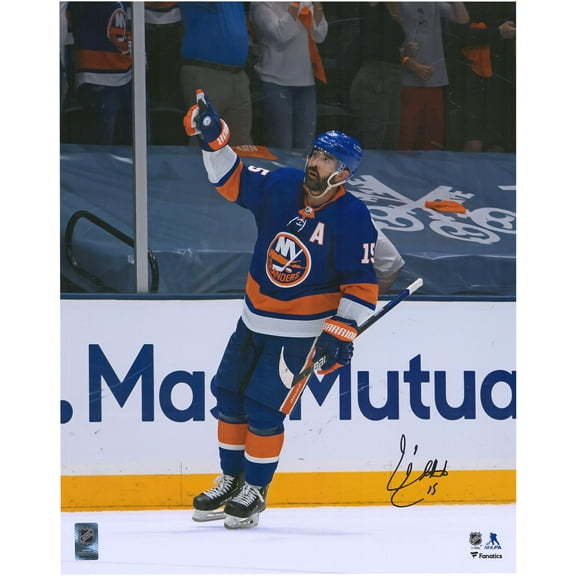Cal Clutterbuck New York Islanders Autographed 16" x 20" Blue Jersey Celebration Photograph - Fanatics Authentic Certified