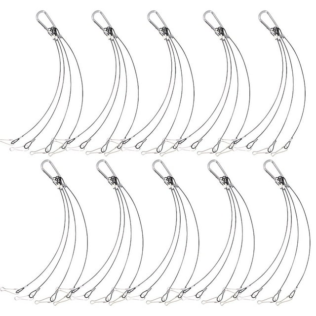 10pcs Practical Wire Rope Hook Durable Hanging Kit Rope LED Light Hanger Rope for Plant Grow Light (1mm Thick 300mm Long)