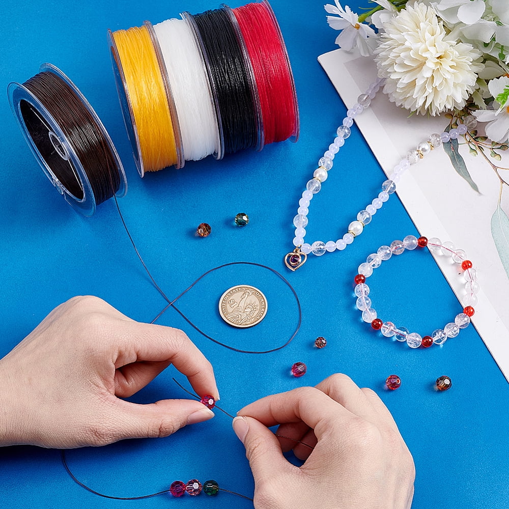 5 Colors 490 Yards Elastic String 0.6mm Clear Elastic Thread Magic Jewellery Wire Bracelet String Stretchy Elastic Cord Necklace Bracelet