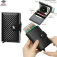thumbnail image 2 of Fashion Business Carbon Fiber Credit Card Holder Wallet Men Rfid Metal Thin Pop Up Minimalist Wallet Small Purse Metal Wallet Red, 2 of 6