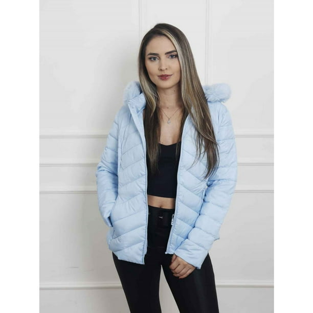 Chaqueta Mujer Microfibra puffer Bobojaco Peluciado con Capucha Desmontable Deng Xun unisex