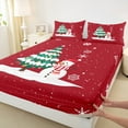 thumbnail image 3 of Castle Fairy Cartoon Snowman 4 Pieces Queen Sheet Sets for Children,Christmas Tree Ultra Soft Flat Sheet,Festival Xmas Queen Fitted Sheet,Ultra Soft Home Decor, 3 of 7