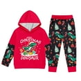 thumbnail image 4 of Hpapadks Girls Outfits Winter Thermal Dinosaur Print Long Sleeve Hooded Hoodie Pants Comfy Casual Playwear Set Girls' Clothing Sets, 4 of 4