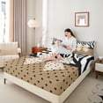 thumbnail image 4 of Homewish Cartoon Ribbon 4 Pieces Queen Sheet Sets for Adults Female Men Women,Black Brown Ultra Soft Flat Sheet,Cute Polka Dots Queen Fitted Sheet,Breathable Home Decor, 4 of 7
