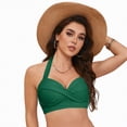 thumbnail image 4 of TOWED22 Women Sports Bra Swim Top - Swim Bra Bikini Tops Scoop Neck Bathing Suits Top Cross Strap Swimsuit Tops Only Green,XXL, 4 of 9