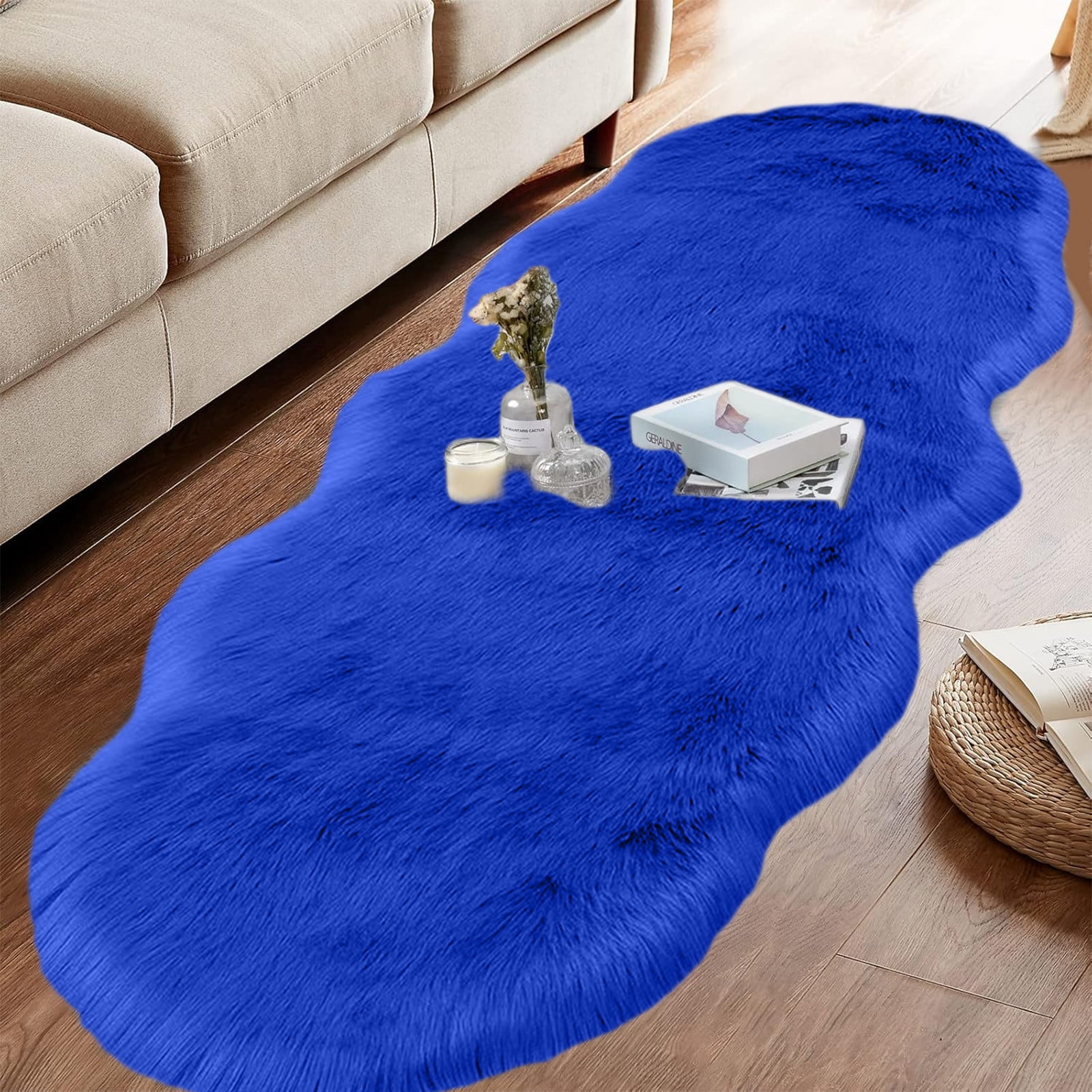 Meitianfacai 55in Extra Large Plush Rug, Ultra Soft Non-Slip Bathroom Carpet & Bedroom Rug, Machine Washable Water Absorbent Floor Mat, 15.6x55.1 Inch(Blue)
