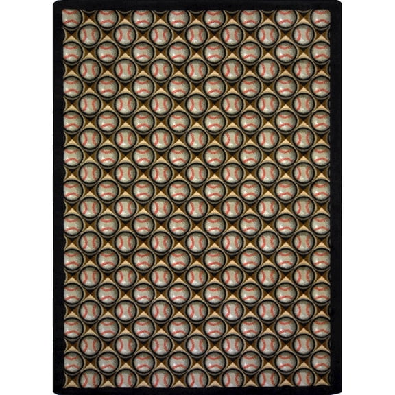 Joy Carpets Games People Play Bases Loaded 3'10" x 5'4" Area Rug in Color Leather Glove
