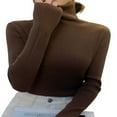 thumbnail image 3 of MesaSe Women Ribbed Knit Tops Long Sleeve Turtleneck Solid Color Slim Fit Sweater, 3 of 4