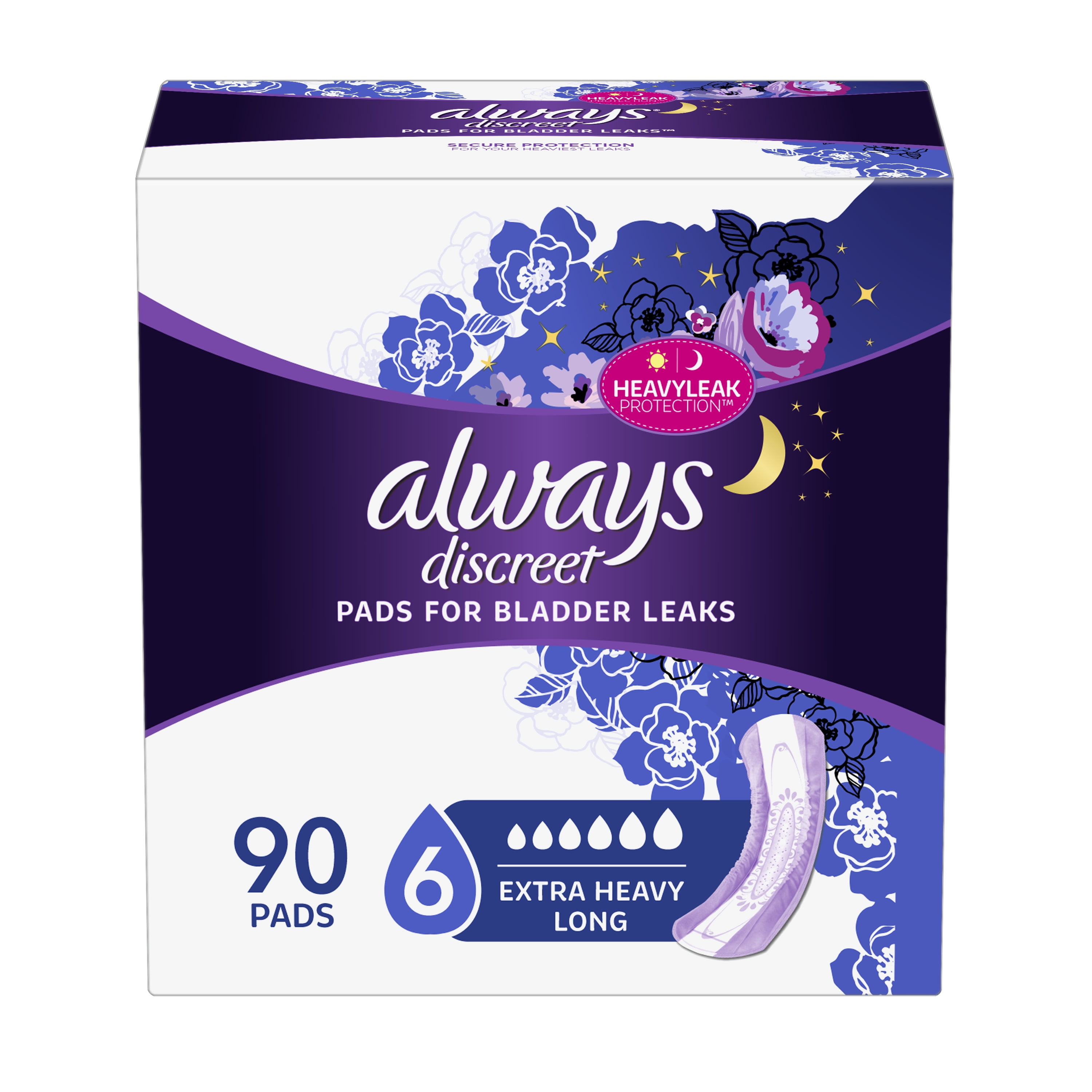 ALWAYS DISCREET Incontinence Pads for Women, Extra Heavy, Long Length