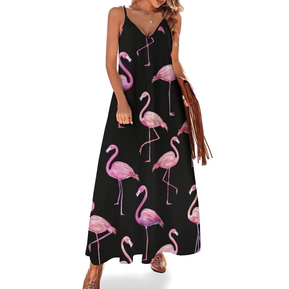 Flamingo Pattern Sleeveless Dress Women's Luxury Party Dress Birthday Dresses for Women