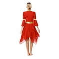 thumbnail image 2 of YiZYiF Women's Praise Dance Costumes Overlay Worship Tunic Liturgical Lyrical Dance Dress Red M, 2 of 7