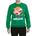 thumbnail image 2 of Wild Bobby, Flamingo Love Print, Animal Lover, Unisex Crewneck Graphic Sweatshirt, Kelly, Small, 2 of 4