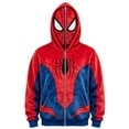 thumbnail image 2 of Classic Spider Hero Full Zip Masked Hood Sweatshirt, Red Blue Web Pocket Graphic Outerwear for Adults Boys Girls Halloween Cosplay, 2 of 4