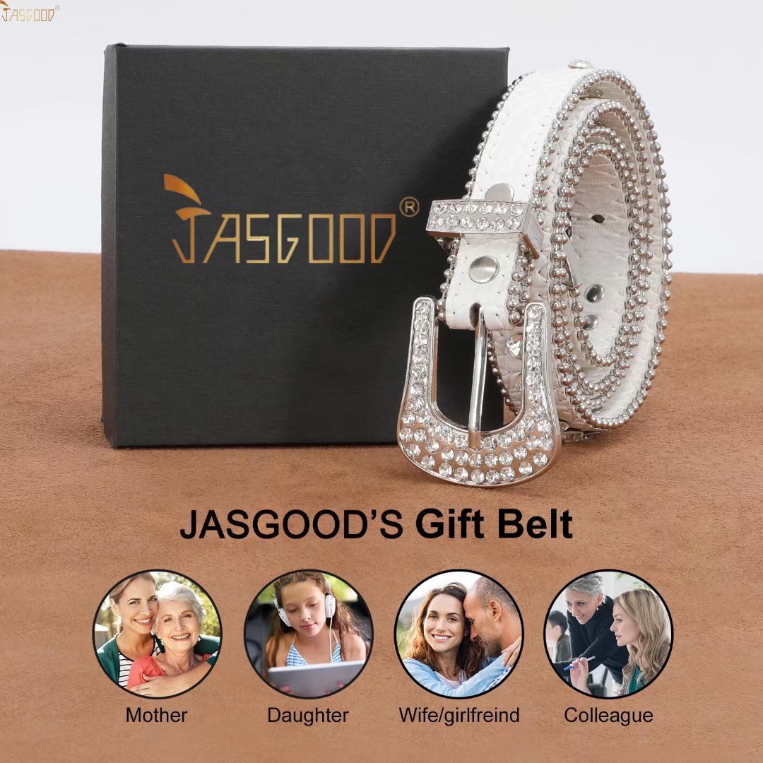 Jasgood Women Men Western Genuine Leather Belt Cowgirl Cowboy