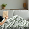 thumbnail image 3 of Leaves Soft Flannel Fleece Throw Blanket, Silhouettes of Nature Themed Simplistic Flitting Leaf Garden Art Composition, Cozy Plush for Indoor and Outdoor Use, 50" x 70", Green and White, by Ambesonne, 3 of 5