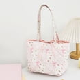thumbnail image 5 of Floral Quilted Cotton Shoulder Bag Fashion Underarm Bag with Bow Commute Bag for Women Work Shopping Travel (Style A), 5 of 10