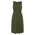 thumbnail image 6 of JIAYUE Women's Dress Above Knee Solid Color Sleeveless Round Neck Pocket Short Elegant Casual Stylish Female Dresses, 6 of 7
