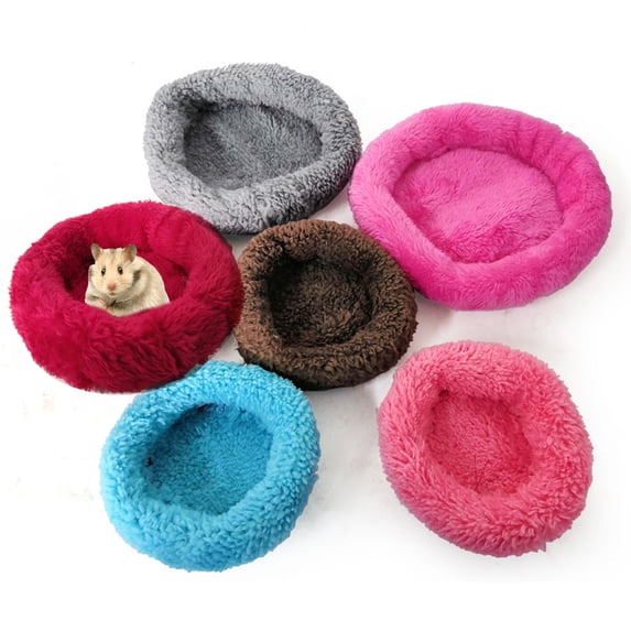 Walbest Hamster Bed, Guinea Pig Bed, Hedgehog Bed, Round Velvet Warm Sleep Mat Pad for Small Animals, Tortoise, Squirrel, Lizard, Mice, Rats, and Other Small Animals, Coffee, S