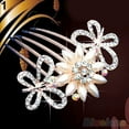 thumbnail image 4 of opvise Wedding Bridal Rhinestone Faux Pearls Hairpin Flower Peacock Hair Clip 6, 4 of 8