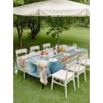 thumbnail image 3 of Outdoor Tablecloth with Umbrella Hole and Zipper, Teal Brown Beach Coastal Rectangle Table Cloth 52x70 Inch Waterproof Tablecloth, Summer Nautical Coral Shell Botanical Vintage Picnic Table Cover, 3 of 7