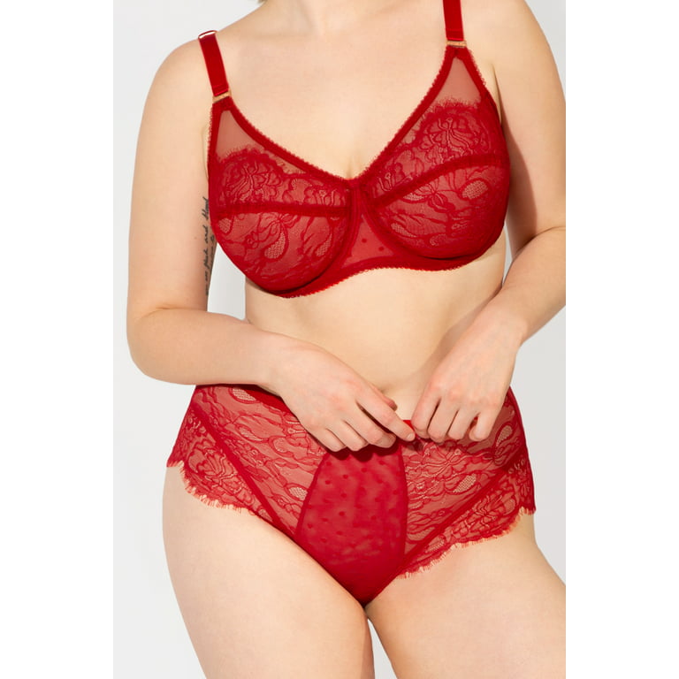 Smart & Sexy Women's Plus Size Retro Lace & Mesh Unlined Underwire Bra  Style-SA1017