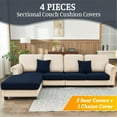 thumbnail image 2 of Sectional Couch Covers for Sofa Cushion L Shaped Couch Cover Washable Soft Couch Cushion Covers Stretch Sofa Slipcovers with 2 Pcs Pillowcases(4-Piece 3 Seater + 1 Chaise, Navy), 2 of 14