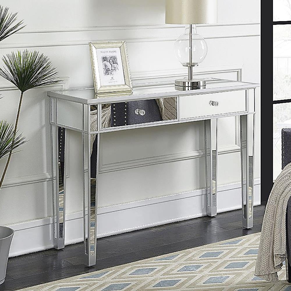Details about   Modern 2-Drawers Mirrored Console Table Silver Bedroom Vanity Table Furniture 