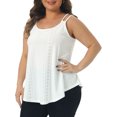 thumbnail image 4 of Agnes Orinda Plus Size Tank Tops for Women Eyelet Embroidery Sleeveless Spaghetti Strap Loose Fit Cami Tops 3X White, 4 of 5