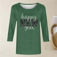 thumbnail image 5 of Stamzod Women's Happy New Year Shirts Loose Casual New Year Eve Holiday T-Shirt Round Neck 3/4 Length Sleeve Womens Tops Army Green S, 5 of 6