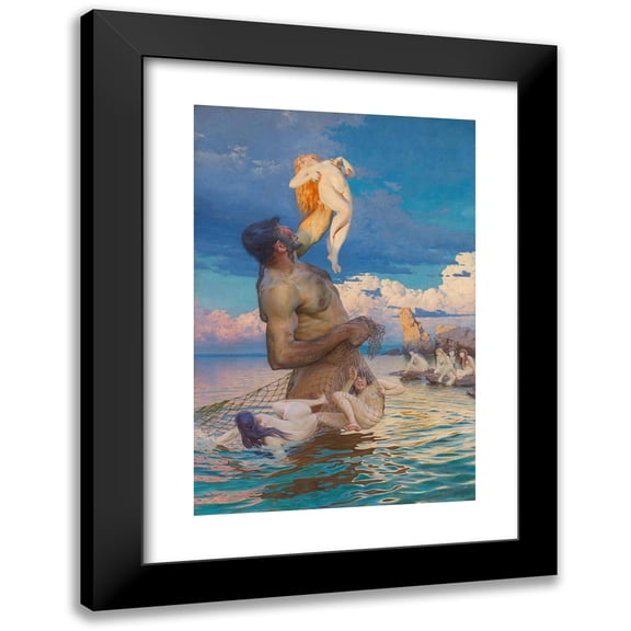 Max Pietschmann 11x14 Black Modern Framed Museum Art Print Titled - Catch of Polyphemus (Fish Train of the Polyphem) (1892)