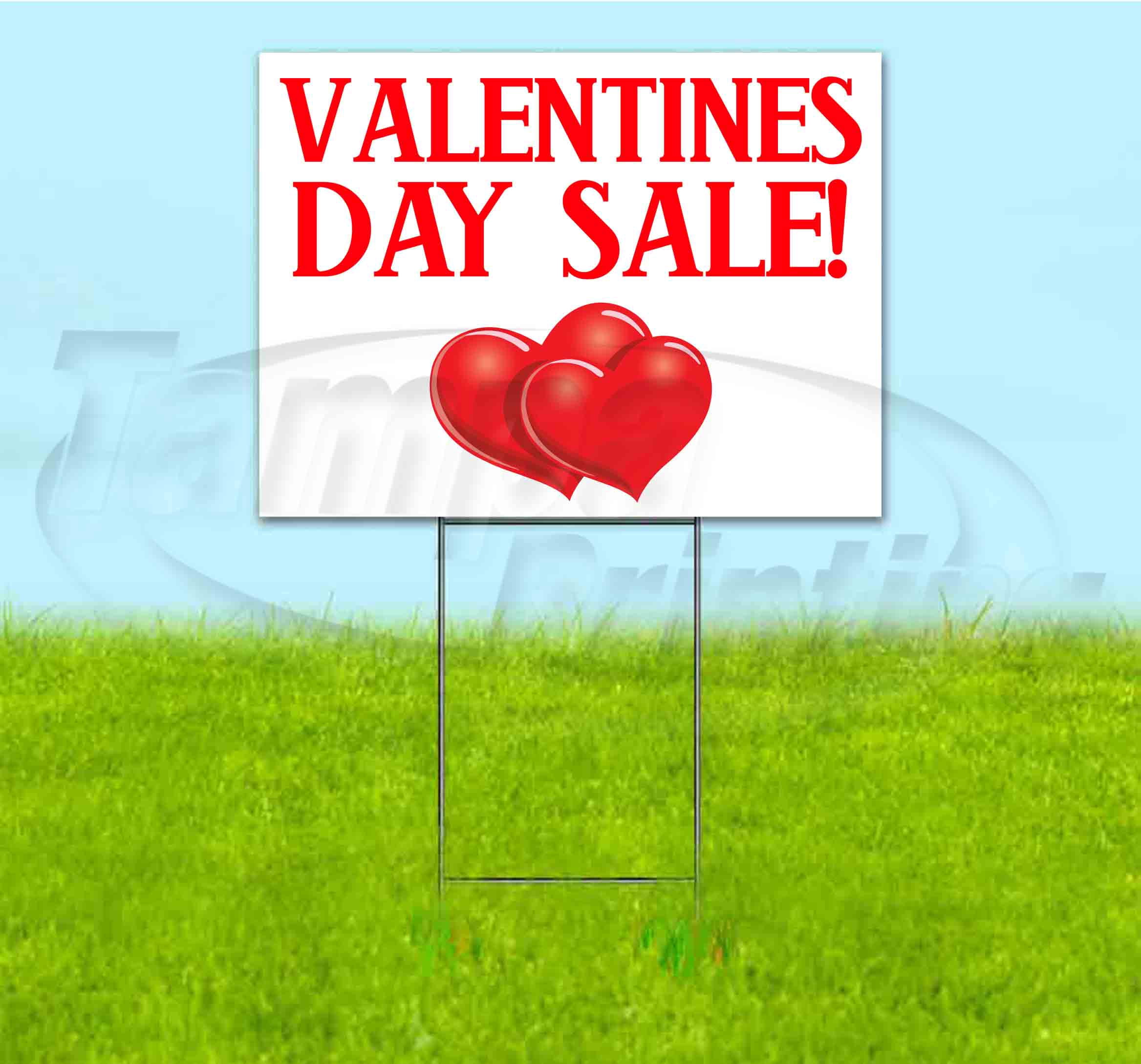Valentines Day Sale (18" x 24") Yard Sign, Includes Metal Step Stake