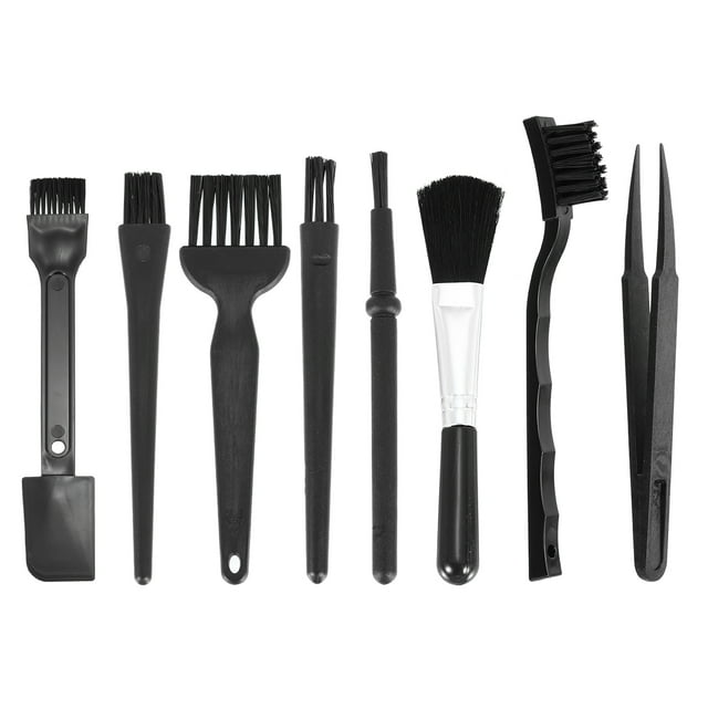 8PCS Cepillo Antiestático, Mini Cepillo de Limpieza para Espacios Pequeños, Kit de Limpieza Electrónica para Teclado, Computadora y PCB, Negro