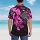 thumbnail image 4 of Balery Pink Blossoms Butterfly Camisas hawaianas de manga corta para hombre, camisas playeras de corte holgado, camisas de vacaciones con botones,XX-Large, 4 of 7