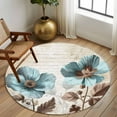 thumbnail image 3 of Spring Floral Vintage Round Rugs 8ft, Retro Teal Tulips Botanical Summer Non Slip Washable Rug Runner, Low Pile Indoor Floor Carpet Mat Bathroom Rugs for Living Room, Bedroom, Kids Room, 3 of 9
