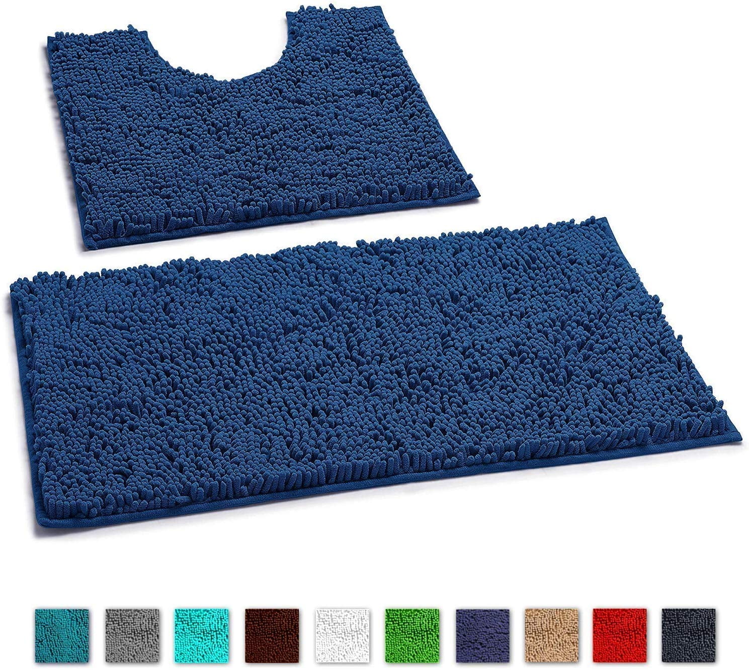LuxUrux Bathroom Rugs Non Slip Super Soft Chenille Luxury Bath Mat
