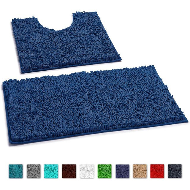 Alfombras de Baño Luxurux Sin Resbalón Súper Suave Chenille de Baña de Baño de Lujo Juego de Contono, Alfombra de Ducha de Lujo Suave +Tocador. LuxUrux tapetes para baño